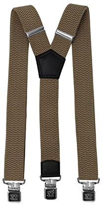 Fabio Farini Herren Hosenträger 4 cm Breite, elastisch & verstellbar mit 3 extra starken Metallclips in Y-Form Beige Hellbraun Grünbraun Khaki