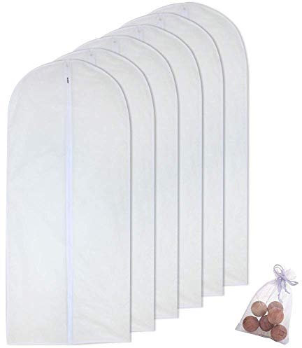 HomeClean Mottenfeste Kleidungsstück-Kleidungsbeutel 60cm x 153cm Hängende Kleidungs-Aufbewahrungsbeutel mit 6 Zedernbällen für Manteltanzkostüme Langes Kleid und Lange Kleider