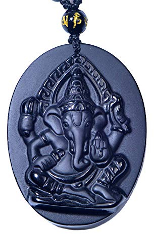 TYGJB Besot Anhänger Amulett Ganesha Elefant Obsidian direkte Lieferung mit Kette Obsidian Segen Anhänger Glück