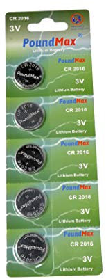 PoundMax Lithium CR2016, 3V, 5 Pack