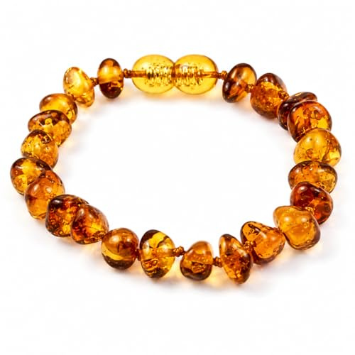 SilverAmber Jewellery Fußkettchen aus rohem oder poliertem baltischem Bernstein, handgefertigt, 100% echte Bernsteinperlen, Premium-Qualität, Cognac, Mix, Zitrone, Honig, Kirsche oder Ombré, Größen