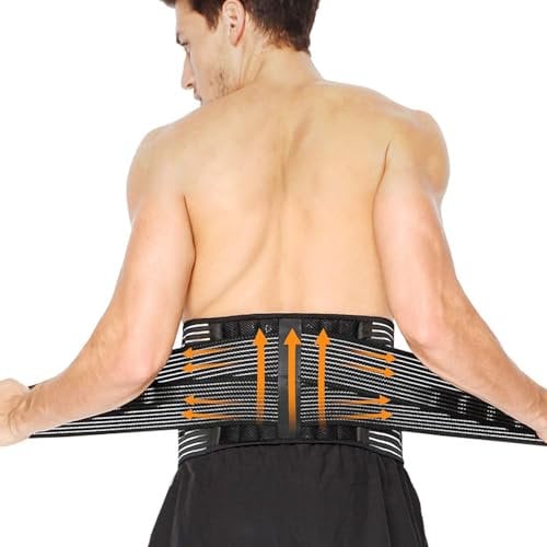 Fascia Lombare Supporto Schiena per Uomini e Donne- Cintura Lombare con Molle Rinforzate e Cinghie di Compressione Regolabili, Fascia Elastica Lombare per Sollevamento, Lavoro e Comfort Quotidiano (L)