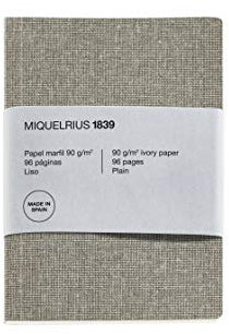 Miquelrius - Recycling-Notizbuch, Einband aus Papier mit Leinenoptik, Größe A5, 148 x 210 mm, 96 Seiten glatt 90 g/m² in Elfenbeinfarben, Leinen-Design