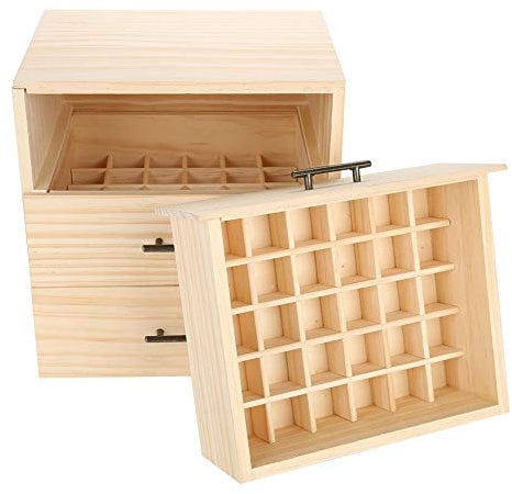 Wakects 90 Slots Scatola per Oli Essenziali - Organizzatore in Legno per Oil Aromaterapia e Oli Profumati per Viaggio, Stoccaggio, Olio Essenziale Organizzatore a 3 Livelli