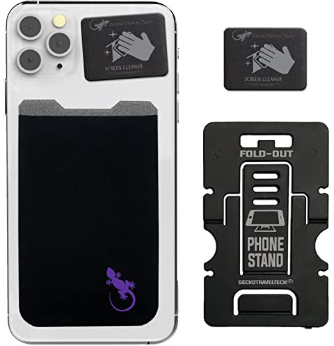 The Gecko Adhesive Card Wallet for Cell Phones, Ultra Slim & Custom Designed (LILA Logo)