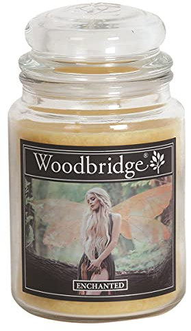 Woodbridge Große Duftkerze im Glas mit Deckel | Enchanted | Duftkerze Floral | Kerzen lange Brenndauer | Raumduft für Zuhause | Kerze 2 Docht