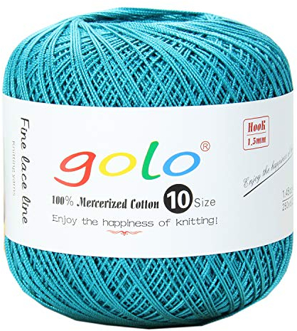 golo Häkelgarn Größe 10 für handgestricktes Häkelgarn Baumwolle häkelgarn (Wasservogel blau-612)