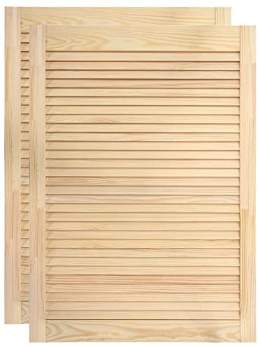 Tidyard 2 STK. Lamellentür Möbeltür Schranktür Offene Lamellen Holztür Möbel Tür Lamellentüren Unbehandeltes Holz Massivholz Kiefer 69x39,4 cm