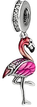 MariaFonte Charm Neu 2025 Kompatibel Alle Marken Rosa Flamingo Reise Geburtstag Jahrestag Anhänger Originalangebote Silber Mom Bead Glücksherz Weihnachten