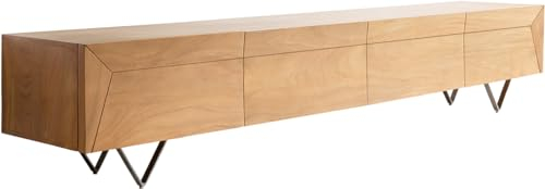 DELIFE TV-Board Kayu Akazie Natur 220 cm 4 Türen V-Fuß Lowboard