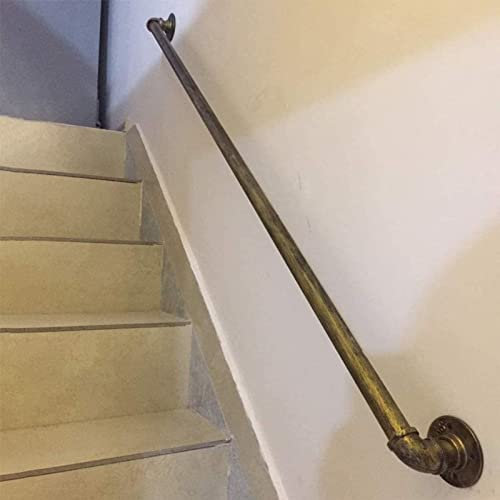 OTOEKO Treppen-Handlauf-Halterungs-Set – Geländer-Handlauf aus antikem Messing, mit schmiedeeisernen Halterungen und Metallschrauben, 1 m, 1,5 m, 2 m, 2,5 m, 3 m, Außentreppen, Handlauf, Haltegriff