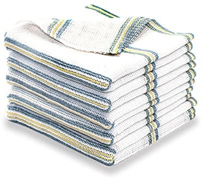 Linen Home Dish Cleaning Cloth Pack of 10 - Cotton White Dish Cloths for Washing Up Full Absorbent, Multifunctional Lint Free Reusable Cleaning Cloth for Kithchen 38cm x 35cm.