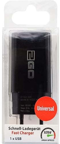 2GO USB Schnellladegerät 5V=3A / 9V=2A /12V=1,5A schwarz