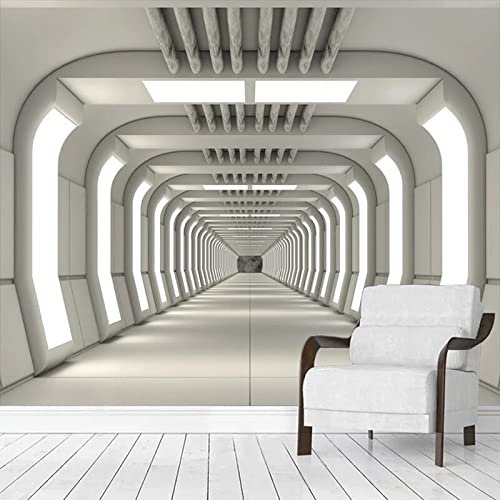 XAONUO Couloir Papier Peint Photo 3D Optique Couloir Espace Bâtiment Trompe L Oeil | Déco Mural Tableaux Muraux Photo 250X175Cm Mural Décor Motif Poster Géant Stickers Muraux Optique Fond Effet