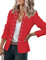 Roskiky - Veste décontractée unie pour femme, ouverte sur le devant, avec boutons et col montant, Rouge, XL
