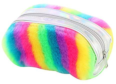 HAPINARY Großes Plüsch Federmäppchen Regenbogen Farbe Pencil Case Aus Waschbarem Pet Material Weiches Multifunktions Mäppchen Mit Reißverschluss Für Schule Und Büro Zur Aufbewahrung Von Sch