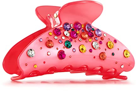 LILIE&WHITE Pinkfarbene Acryl-Haarspangen für Damen. Haarspangen mit Krallen, mittlere Größe, rutschfeste Backen-Haarspangen für Damen. Haarspangen zum Stylen von Haarteilen