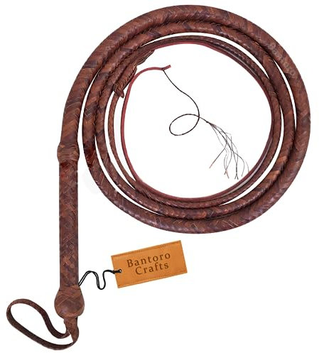 Indiana Jones Marrone Pelle Frusta Intrecciato in 16 Trecce Professionale Frusta del Toro Pelle di Canguro Frusta Forte Che schiocca (10 Piedi (3 Metri))