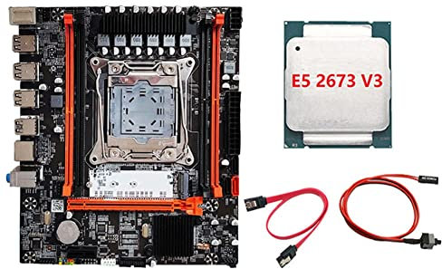 Kit de Placa Base X99H con CPU E5 2673 V3+Cable de Interruptor+Cable SATA LGA2011-V3 DDR3X4 RAM M.2 NVME PCI-E 3.0 X16 SATA3.0