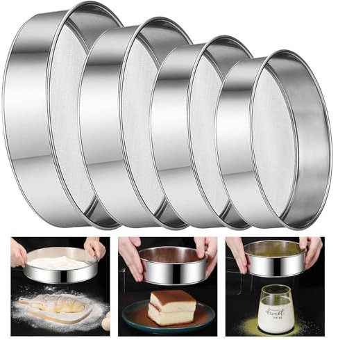 Zliger Flour Sifter, 4 pcs Stainless Steel Flour Sieves, Sieve for Baking, Flour Shaker, Fine Mesh Sieve, Baking Sieves 40mesh 12cm 18cm, 60mesh 15cm 20cm