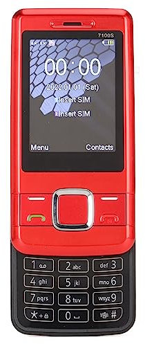 Téléphone Coulissant débloqué 2G GSM, Voix Forte, Gros Bouton, Batterie 1200 MAh, Double Carte, Téléphone Portable Senior, Enfants âgés, 100 à 240 V (Rouge)