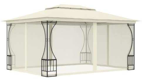 Tenda Garage Tenda per Feste Gazebo da giardino Gazebo con Rete 300x400x265 cm CremaAdatto per esterni, giardino, terrazza