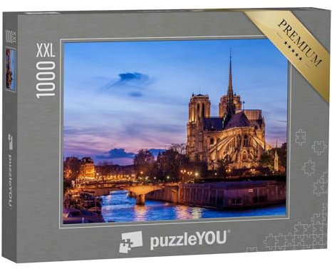 Puzzle 1000 Teile XXL „Die Kathedrale Notre Dame de Paris bei Nacht“ – aus der Puzzle-Kollektion Europa