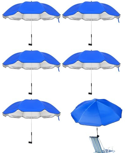 Silkfly 6 ombrelloni da spiaggia con morsetto universale regolabile UPF 50+ 360°, ombrellone da spiaggia portatile da 96 cm, ombrello da golf per sedia, ombrellone regolabile, per spiaggia, campeggio,
