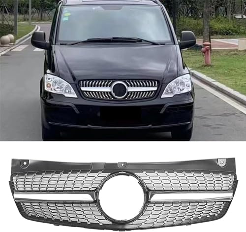 DTGTEX Auto Vordere Stoßstange Kühlergrill für Benz W639 Viano Vito 2011-2014, Schwarz, Sportliches Design, Einfache Installation, Schützt Motorraum