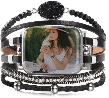 CHARMINGO Pulsera bohemia con cuentas compatible con Apple Watch Band para mujer de 42 mm, 44 mm, 45 mm, 49 mm, Series 10 9 8 7 6 SE Ultra 2, correa de cuero hecha a mano multicapa para Apple Watch