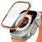 Misxi [2 Piezas Protector Pantalla para Apple Watch Ultra 2/Ultra 49mm, Marco Aleación Titanio Resistente Agua Ultrafino Vidrio Templado HD para iWatch, 2 Naranja