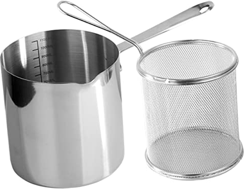 TOPBATHY 1juego Freír Inoxidable Cestillo y Mango Ergonómico Olla Profunda Para Cocinas De Inducción y Freír Casa