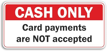2 adesivi in vinile da 15 cm con scritta Cash Only – Etichette adesive per banconote e banconote, piccole imprese, hotel, taxi, crediti #81671