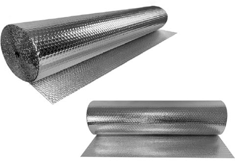 FIVMEN Isolierfolie Dämmfolie 1x30m Thermofolie Reflexionsfolie Heizung Isolierung 3-4mm Doppelte Aluminium Isolierungsfolie Reflektierende Folie für Heizkörper Boden Wand Dach Fenster