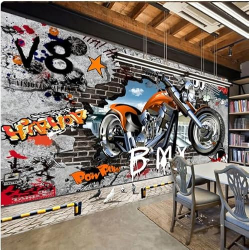 MOBYAT Papier peint mural 3D Street Art Graffiti - Papier peint mural pour salle de café, 3D, 430 x 300 cm