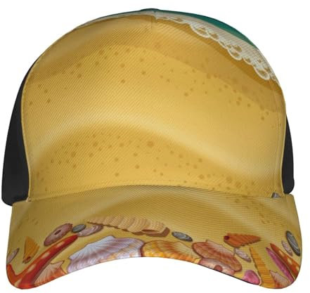 Zltegako Shells On The Beach Baseballkappe für Herren und Damen, verstellbarer Hut – Unisex, vier Jahreszeiten, Sonnenhut, Schwarz, Schwarz , One size