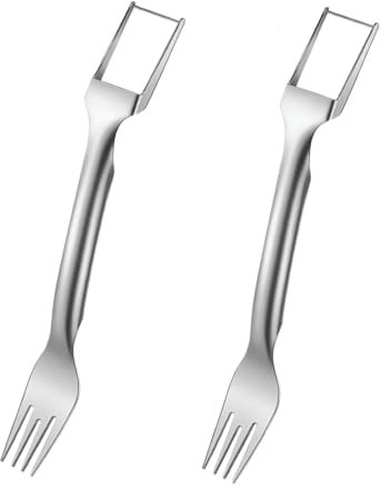 SagTuol Coupe Pastèque, 2 en 1 Coupe Melon en acier inoxydable Fourchette à Fruits, Outil de Coupe de Fourche de melon d'eau, idéal pour une utilisation à la maison ou en camping (2 PCS-03)
