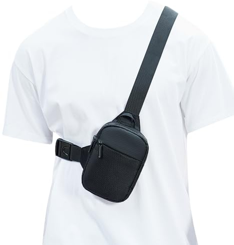 A-QMZL Sling Chest Crossbody Bag, Wasserdicht Schultertasche, Crossbody Bag Brusttasche Herren Klein Umhängetasche Handy Tasche für Männer (schwarz 1)