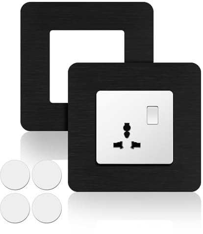 TAIANJI 2 cubiertas negras para interruptor de luz, 8,6 x 8,6 cm, despegar y pegar, decorador, pulido, doble, placa de pared