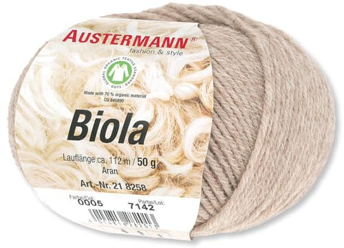 Frida's Wollhaus Austermann 50 g Biola Schurwolle Alpaka Wolle Stricken Häkeln 20 Farben (05 | Sandmeliert)