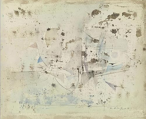 XZSFD NBGEA Berühmte Zao Wou Ki Poster Vintage Wandkunst《Aquarell Beige》Bild Zao Wou Ki Leinwand Malerei Zao Wou Ki Drucke für Home Decor 70x50cm ungerahmt