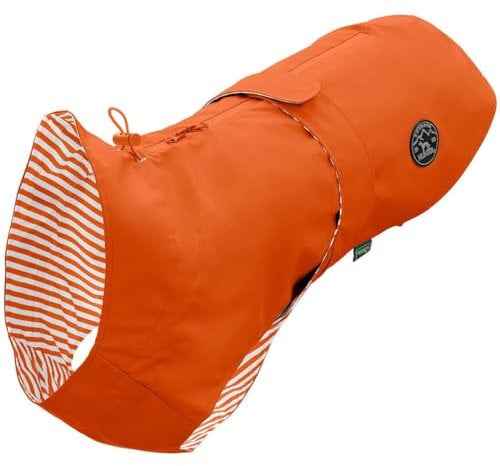 HUNTER Hunde-Regenmantel Milford, Farbe: orange, ergonomische Passform für optimalen Schutz, individuell verstellbar, Reißverschluss für Geschirrträger, pflegeleicht & waschbar bei 30 °C, Größe: 80