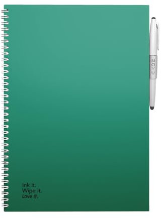 MOYU Erasable Notebook A4 - Forest Green - Hardcover - Multifunctional Pages - Includes Erasable Pen, Cloth, and Pen Holder