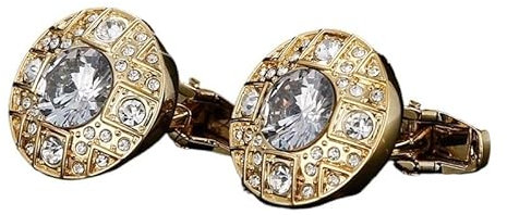 Manschettenknöpfe für Hemden, runder Diamant, tschechischer Diamant, französischer Manschettenknopf, Herren-Manschettenknopf