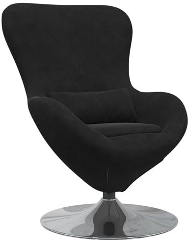 vidaXL Sedia a Uovo in velluto nero di, girevole e dal design moderno. Perfetta per il soggiorno, è una poltrona singola comoda ed elegante. Un'ottima scelta per un lounge contemporaneo, girevole e