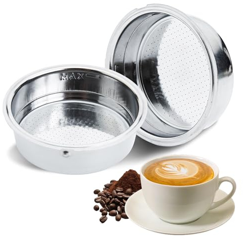 Filtro de Café de Acero Inoxidable, Espresso Cesta de Filtro de Café Filtros Cafetera 1 y 2 TazasCanasta de Filtro Presurizado de Doble Capa 51 mm