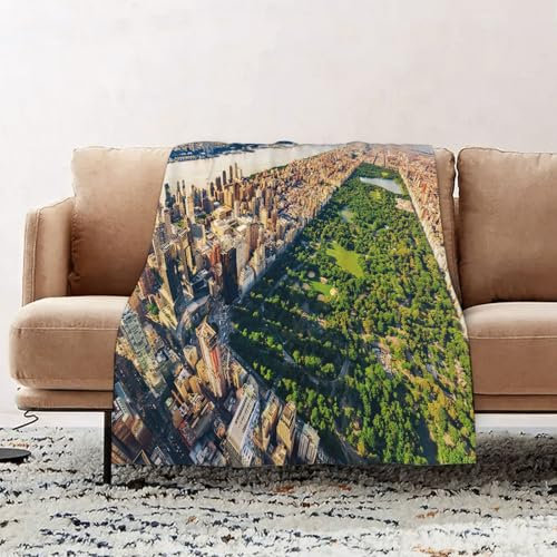 VJIZLOQB Kuscheldecke flauschig, weiche warme Fleecedecke 76 x 100 cm als Decke Sofa,Luftaufnahme von Manhattan, New York, mit Blick nach Norden auf den Central, Wohndecke oder Couchdecke überwurf