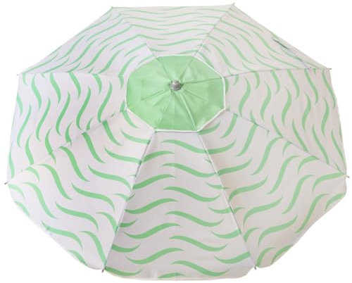 Ombrellone Spiaggia Grande Antivento Protezione UV 50+ con Spiedino (Onde Acquamarina, 160 cm.)