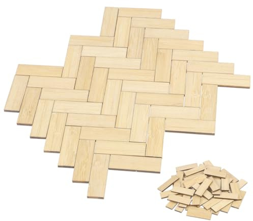 BESPORTBLE 48 Pcs Miniature Dollhouse Flooring Wood Grain Floorboards Tiny Rectangular Brick Sheets for Diy Mini House Projects Dollhouse Flooring Wood Miniature Accessories