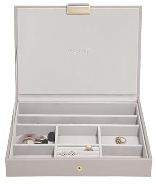 Stackers Taupe Gewebte Klassische Schmuckschatulle mit Deckel